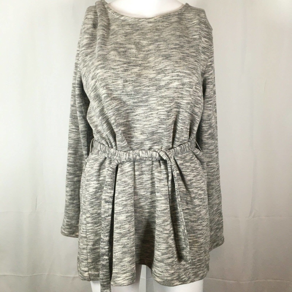 J. Crew Mercantile Shirt Womens Sz XS Heather Gray Tie Waist Pullover Tunic Top